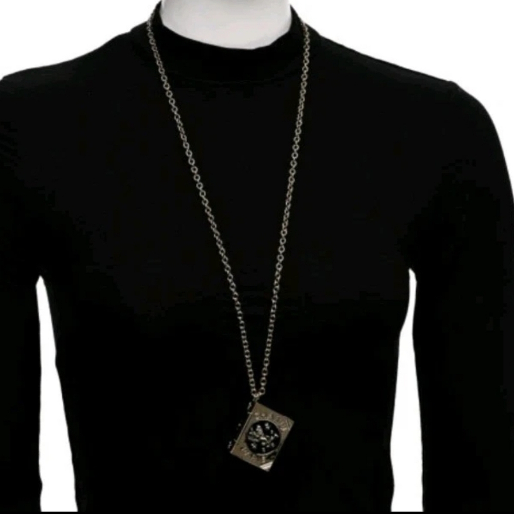 Chanel 2022C NIB Metal CC Lion Book Locket Necklace
